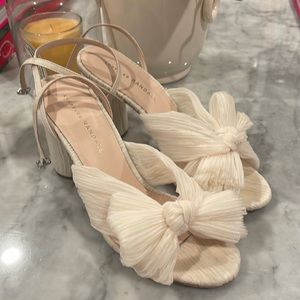 Loeffler Randall Camellia White Pearl Pleated Bow Heel
Size 8.5
